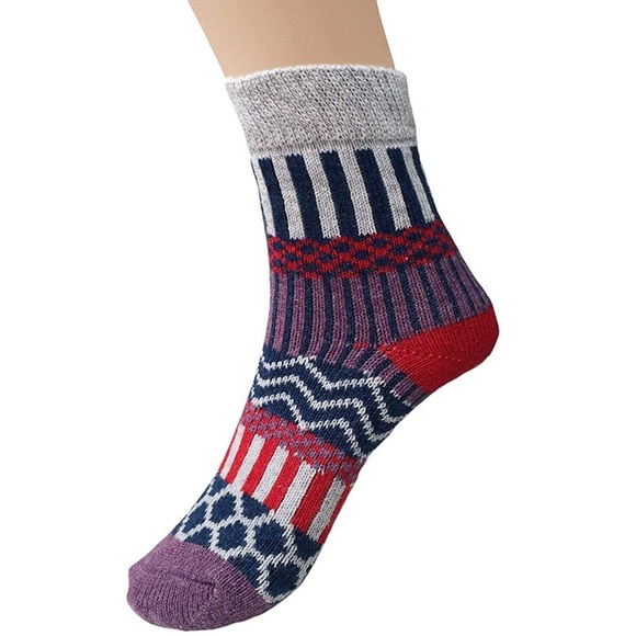 5 Pairs a set Womens Winter Knit Crew Socks - Picture 4 of 6